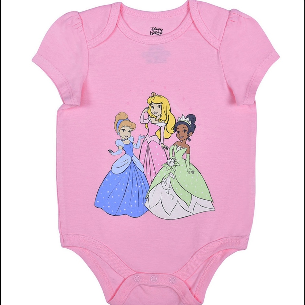 Disney Princess Baby Bodysuit – 18M | Pink Short Sleeve Snap-On Romper